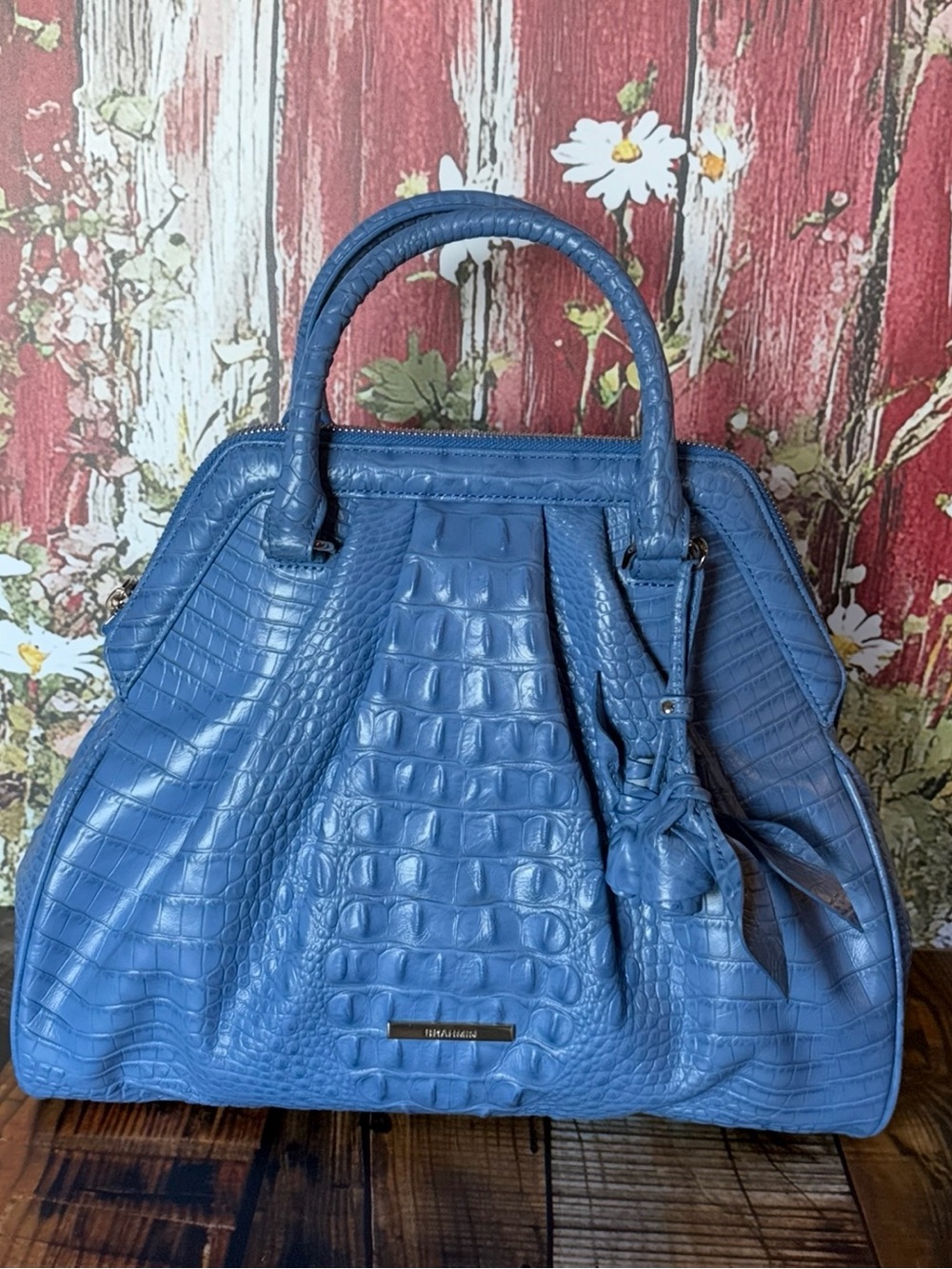 FIRM >>> Brahmin Keepsake Collection Regatta Satchel Bag Blue Soft Leather NWT